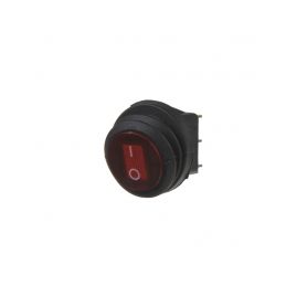 47074 Spínač kolébkový kulatý, voděodolný, 20A červený s podsvícením S LED diodou