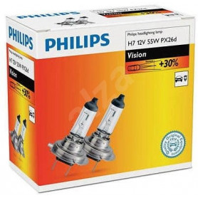 PHILIPS H7 Vision, 55W, patice PX26d, 2 ks Halogenové žárovky 12V