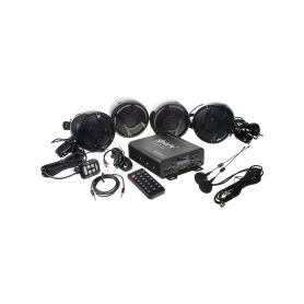 RSM104BL 4.1CH zvukový systém na motocykl, skútr, ATV, loď s FM, USB, AUX, BT, černé Subwoofery