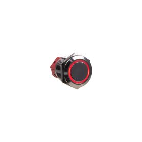 47067 Spínač kovový kulatý, červené podsvícení S LED diodou