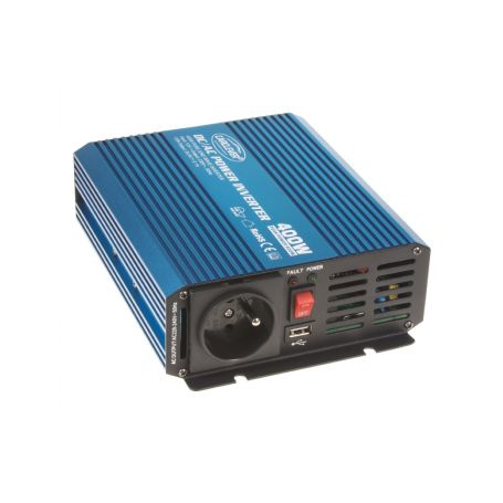 35PSW412 Sinusový měnič napětí z 12/230V + USB, 400W Nabíjení, měniče napětí pro karavany