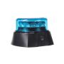 Profesionální AKU nabíjecí modrý LED maják s výrazným výstražným efektem, speciální optika na bázi fresnelových čoček. Uchycení pomocí magnetu.