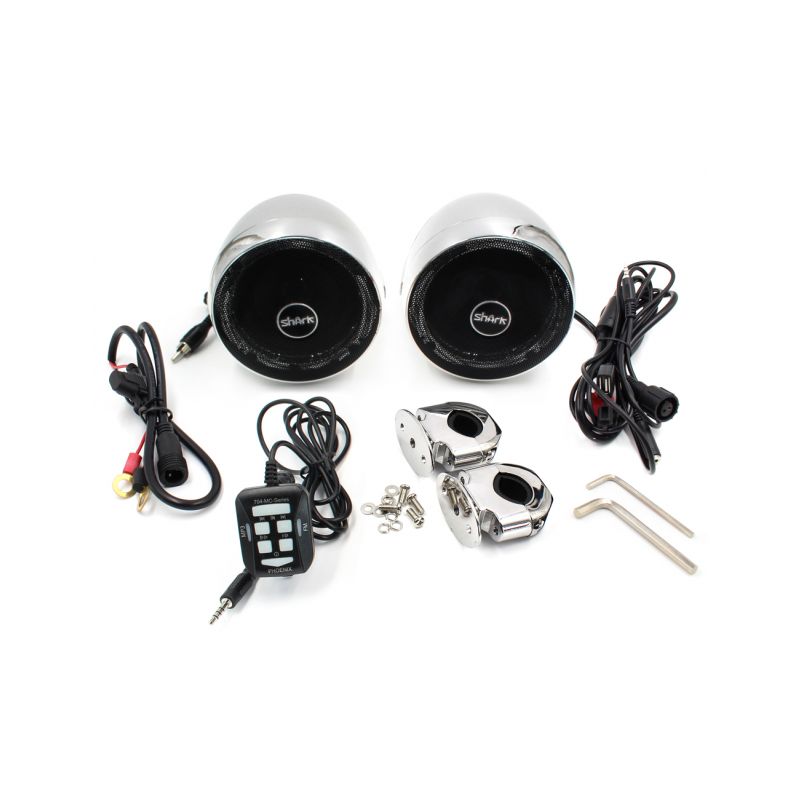 RSM100CH Zvukový systém na motocykl, skútr, ATV s FM, USB, AUX, BT, barva chrom