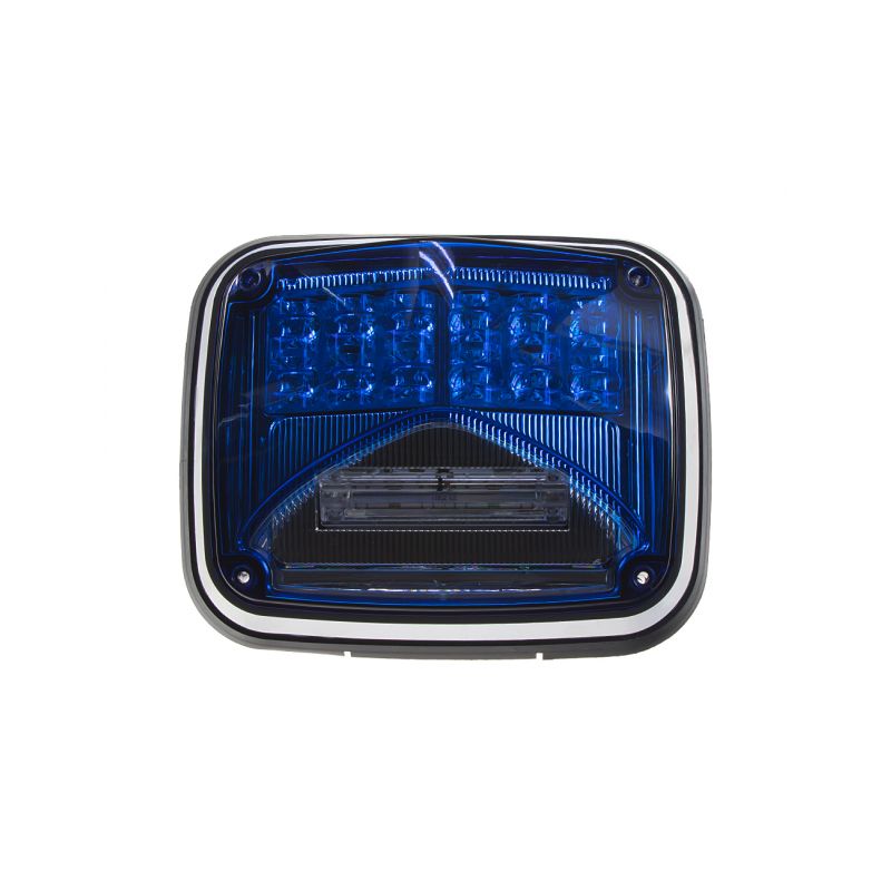 KF026BLU Výstražné LED světlo obdélníkové s přísvitem, 12-24V, modré, ECE R65