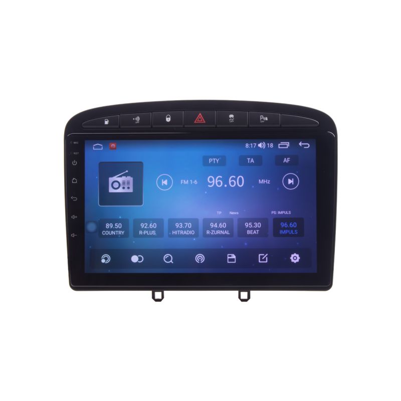 80801A4 Autorádio pro Peugeot 308, 408 s 9" LCD, Android, WI-FI, GPS, CarPlay, Bluetooth, 4G, 2x USB