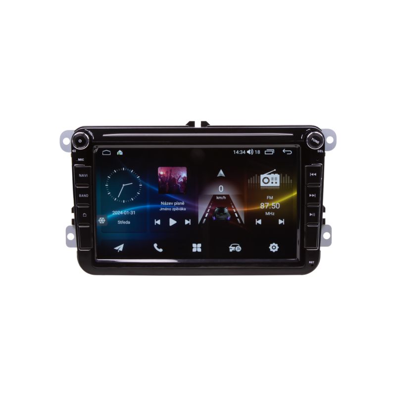 80891A4 Autorádio pro VW, Škoda s 8" LCD, Android, WI-FI, GPS, CarPlay, Bluetooth, 4G, 2x USB