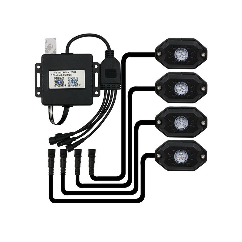 LEDROCKRGB LED podsvětlení podvozku RGB 12-24V, Bluetooth, 12x3W